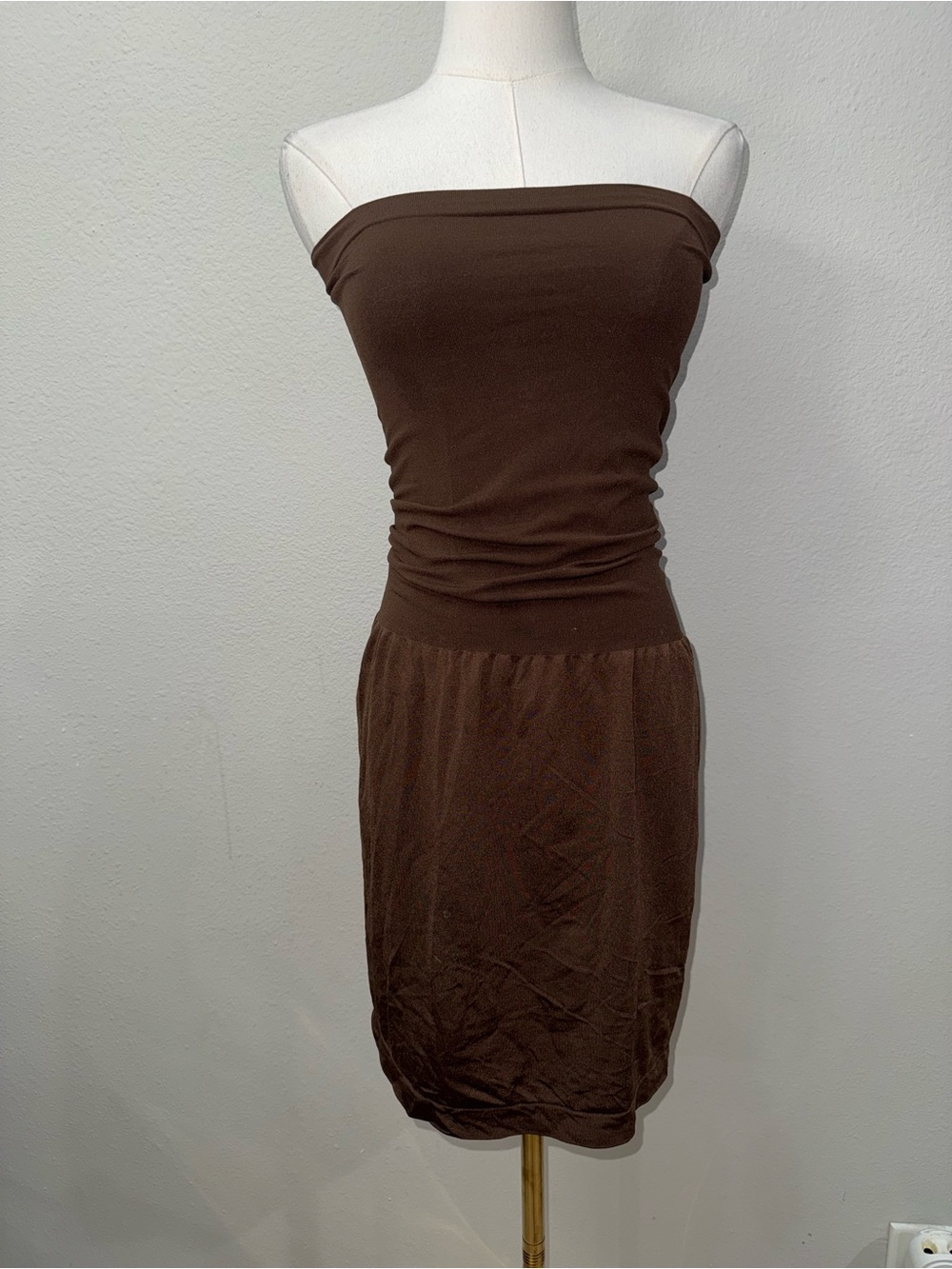 Wolford Tube Strapless Brown Bodycon Dress Sz4